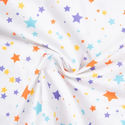 Tissu Coton imprimé Etoiles All Stars sur fond Blanc - Par 10 cm