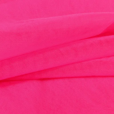 Coupon Tissu Tulle souple grande largeur uni Rose fluo - Coupon de 130 cm