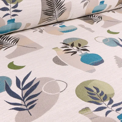 Tissu Jacquard Bobo sur fond Ecru - Par 10 cm