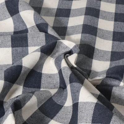 Tissu Toile de Lin Célestin enduit Indigo sur fond Blanc - Par 10 cm
