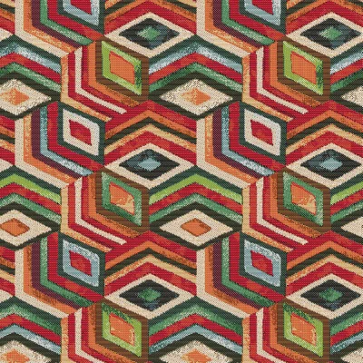 Tissu Jacquard d&#039;ameublement Dada géométrique sur fond Multicolore - Par 10 cm