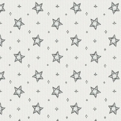 Tissu Jacquard d&#039;ameublement Etoiles de noël Lurex sur fond Blanc cassé - Par 10 cm