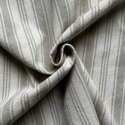 Tissu Coton d&#039;ameublement Eugene Rayures Naturel - Par 10 cm