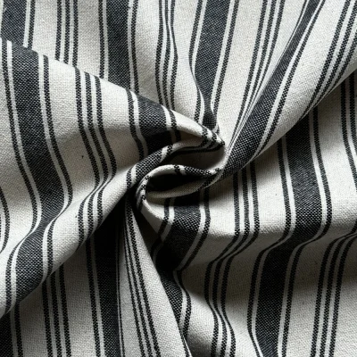 Tissu Coton d&#039;ameublement Eugene Rayures Noir - Par 10 cm
