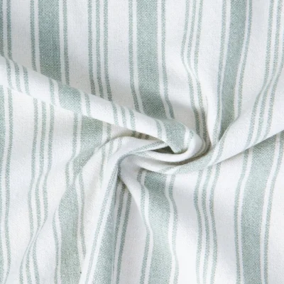 Tissu Coton d&#039;ameublement Eugene Rayures Vert menthe clair sur fond Blanc - Par 10 cm
