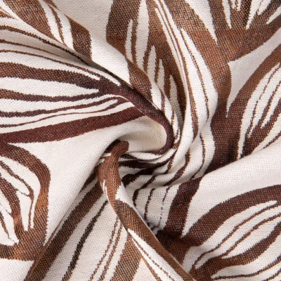 Tissu Jacquard d&#039;ameublement Soan cabosses Cacao sur fond Ecru - Par 10 cm