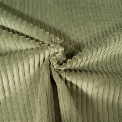 Tissu Minky côtelé d&#039;ameublement 10 mm uni Vert kaki - Par 10 cm