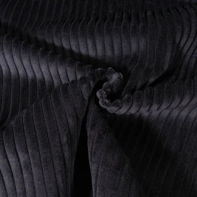 Tissu Minky côtelé d&#039;ameublement 10 mm uni Noir - Par 10 cm