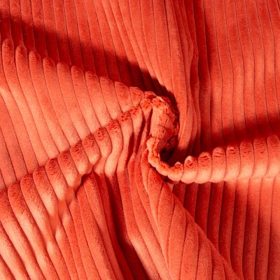 Tissu Minky côtelé d&#039;ameublement 10 mm uni Terracotta - Par 10 cm