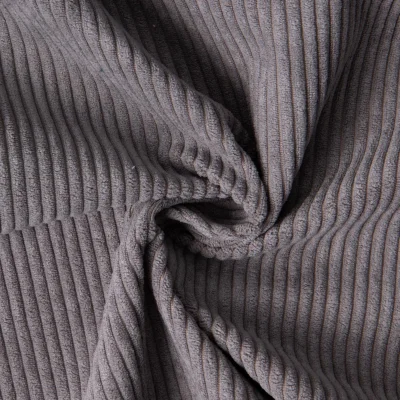 Tissu Velours d&#039;ameublement côtelé Emy uni Gris anthracite - Par 10 cm
