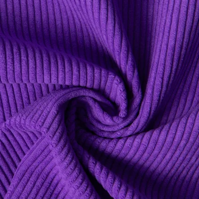 Tissu Velours d&#039;ameublement côtelé Emy uni Violet - Par 10 cm