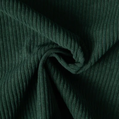 Tissu Velours d&#039;ameublement côtelé Emy uni Vert sapin - Par 10 cm