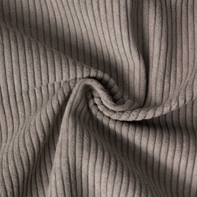 Tissu Velours d&#039;ameublement côtelé Emy uni Taupe - Par 10 cm