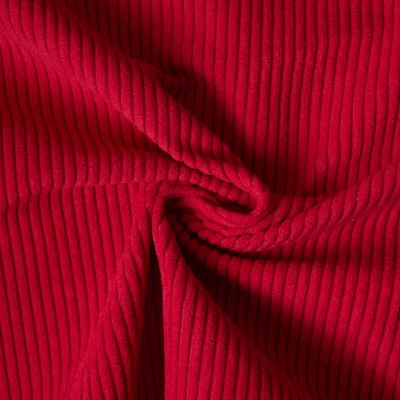 Tissu Velours d&#039;ameublement côtelé Emy uni Rouge griotte - Par 10 cm