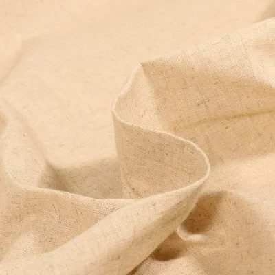 Tissu Coton uni effet tissé sur fond Naturel - Par 10 cm