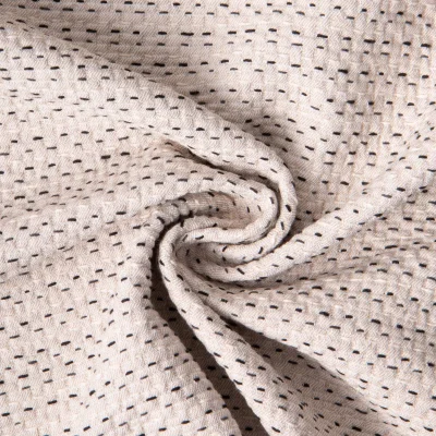 Tissu Jacquard Coton piqué Naturel - Par 10 cm