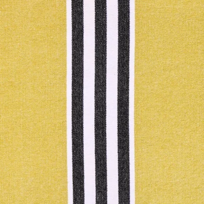 Tissu Coton Tissé Rayures noires et blanches sur fond Olive - Par 10 cm