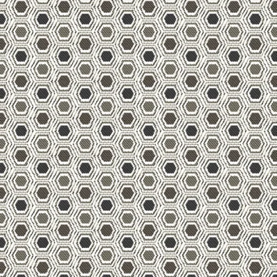 Tissu Jacquard Hexa sur fond Gris - Par 10 cm