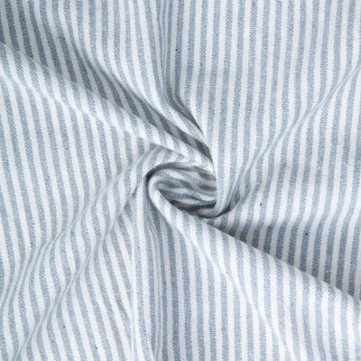 Tissu Coton d&#039;ameublement Simone rayé Bleu ciel sur fond Blanc - Par 10 cm