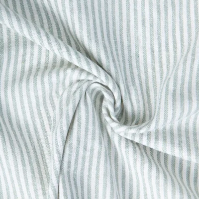 Tissu Coton d&#039;ameublement Simone rayé Vert menthe clair sur fond Blanc - Par 10 cm