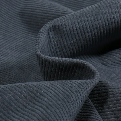 Tissu Velours d&#039;ameublement côtelé Lena Bleu marine - Par 10 cm