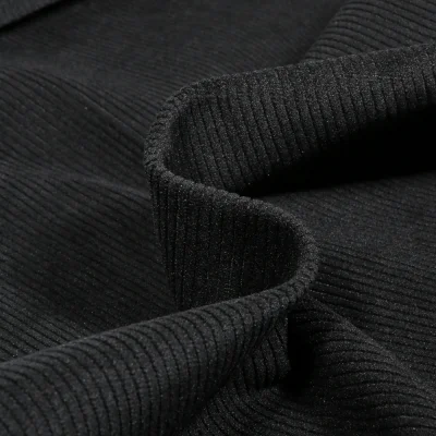 Tissu Velours d&#039;ameublement côtelé Lena Noir - Par 10 cm
