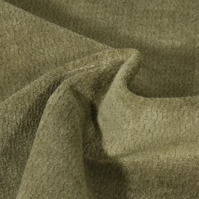 Tissu Jacquard d&#039;ameublement Ultraclean uni Vert kaki - Par 10 cm