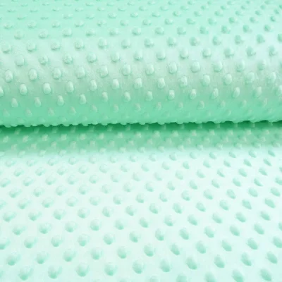Tissu Minky Ultra doux Pois Menthe - Par 10 cm