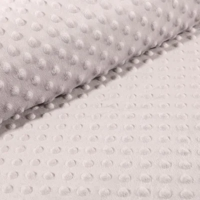 Tissu Minky Ultra doux Pois Gris argent - Par 10 cm