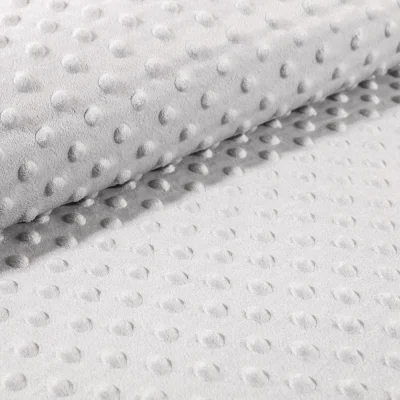 Tissu Minky Ultra doux Pois Gris Clair - Par 10 cm