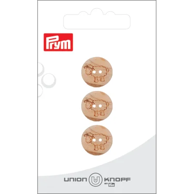 Bouton Prym Mouton gravé 15 mm x3 - Bois