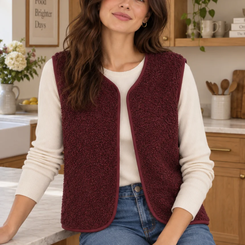 Kit Couture Craftine Gilet en Bouclette Burgundy