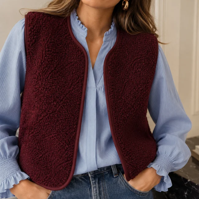 Kit Couture Craftine Gilet en Bouclette Burgundy