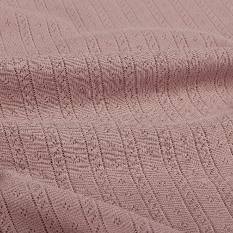 Coupon Tissu Jersey Coton ajouré Camille uni Mauve clair - Coupon de 50 cm