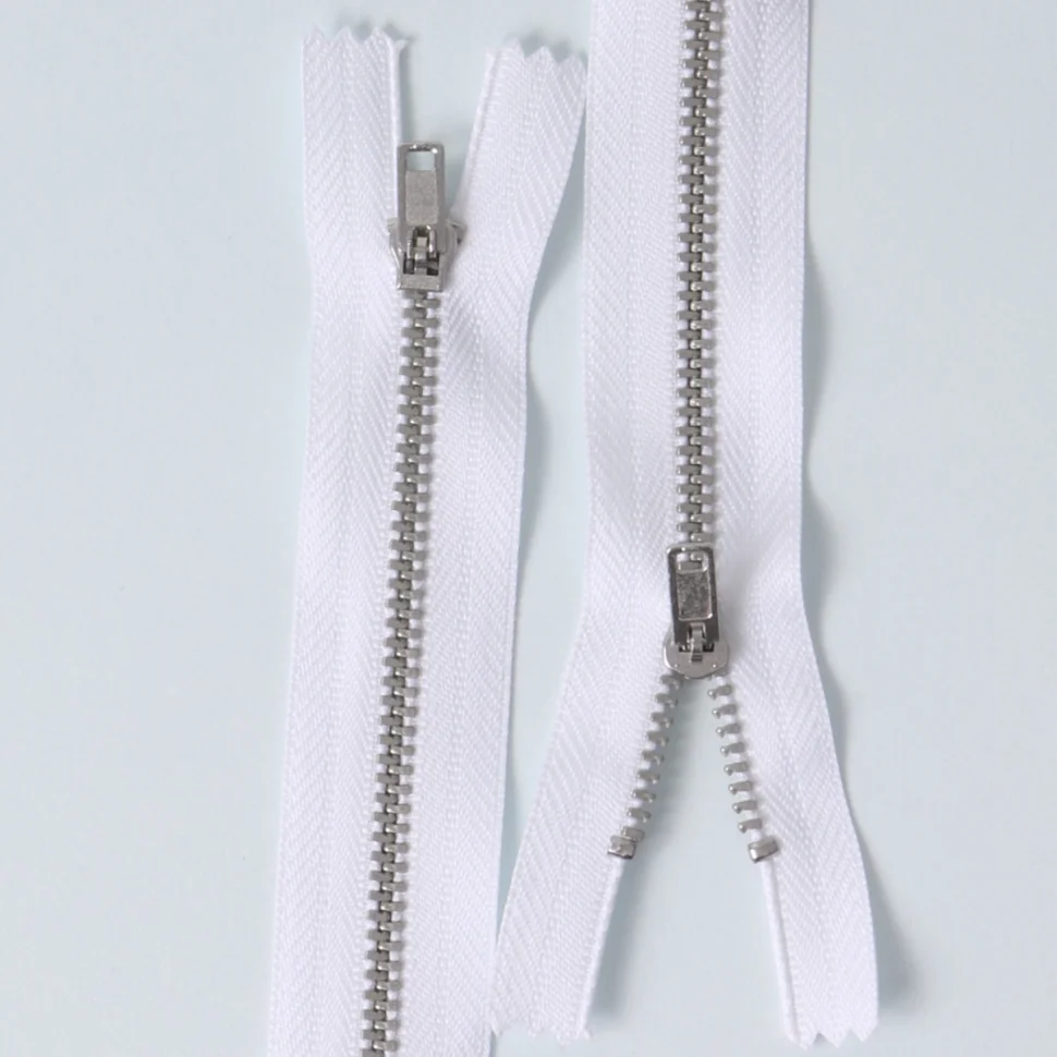 Fermeture métal non séparable Blanc - 12 cm