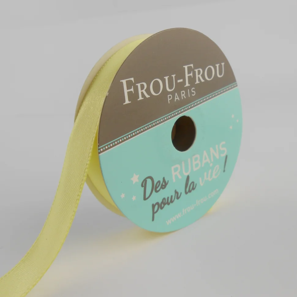 Bobinette Ruban Satin double face Frou-Frou Fleur d'oliviers - 9 mm x 6 mètres
