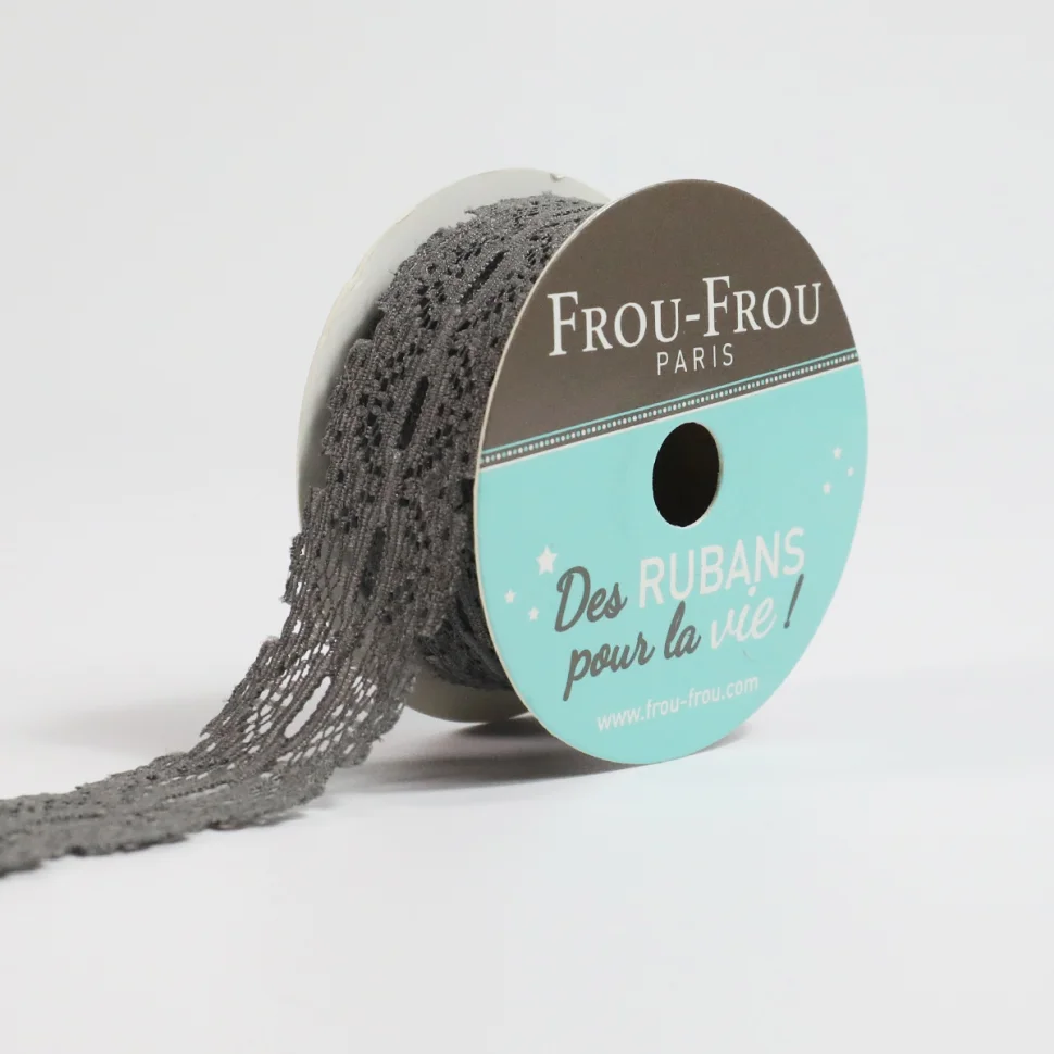 Bobinette Ruban Dentelle Frou-Frou Ciel d'orage - 22 mm x 4 mètres