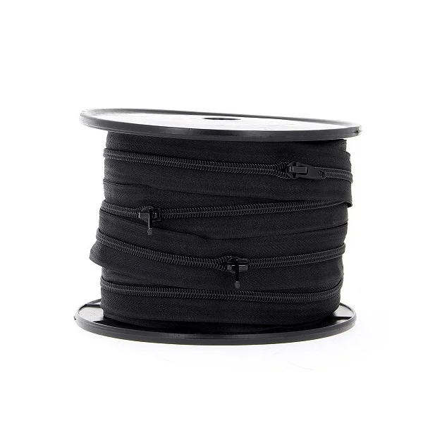 Fermeture spirale N°5 avec curseurs Noir - Au mètre