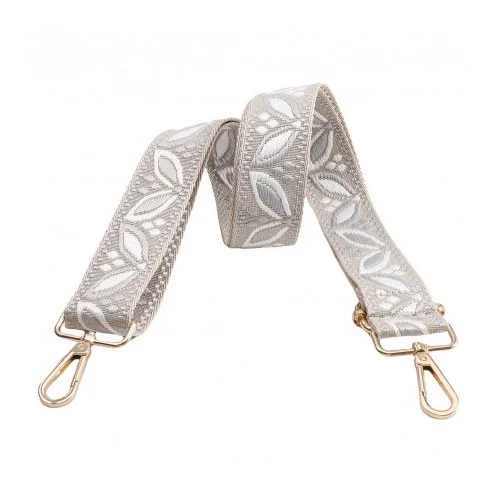 Sangle pour sac 38 mm feuilles Gris - Avec mousquetons