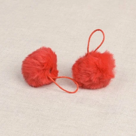 Pompon imitation fourrure 4 cm Rouge