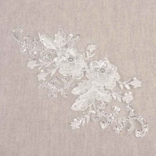 Ecusson à coudre Fleuris Mariage Blanc