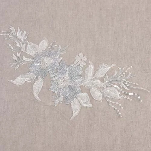 Ecusson à coudre Fleurs Mariage Blanc