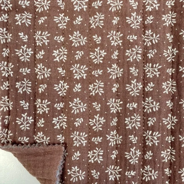 Tissu Double gaze Matelassée réversible Marron