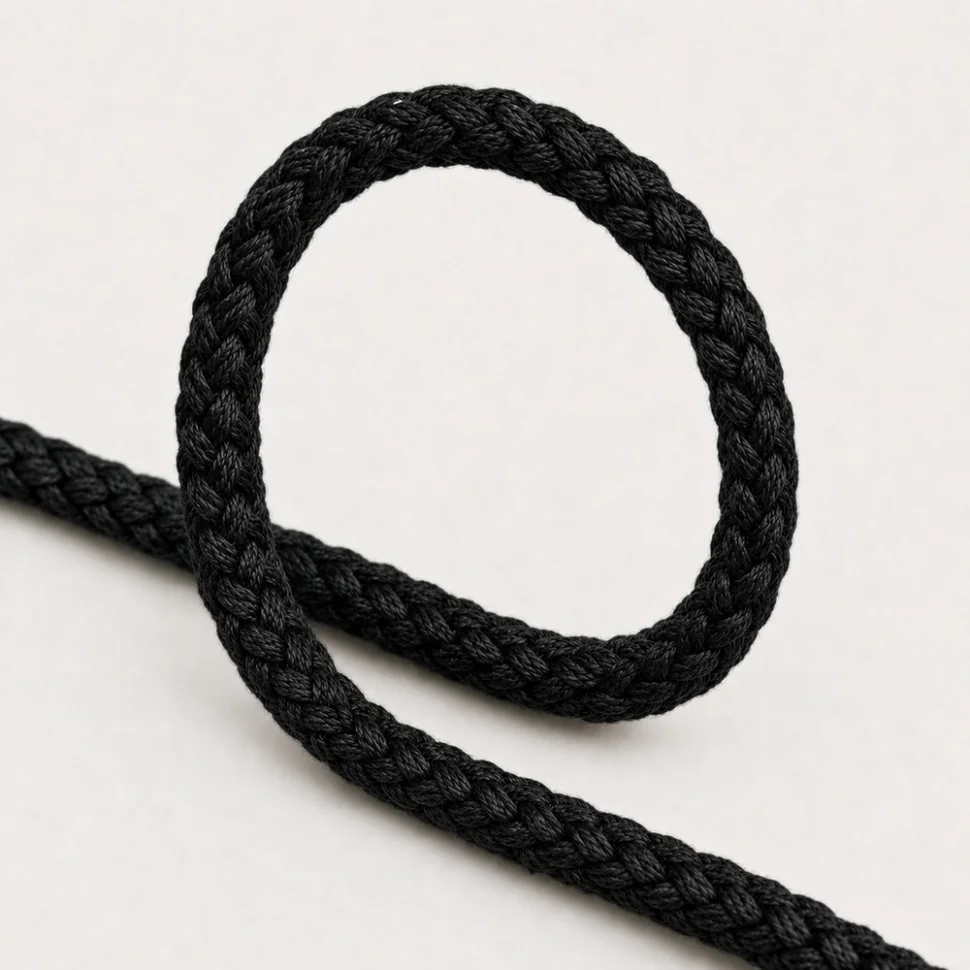 Cordon Sweat Tressé 6 mm uni Noir