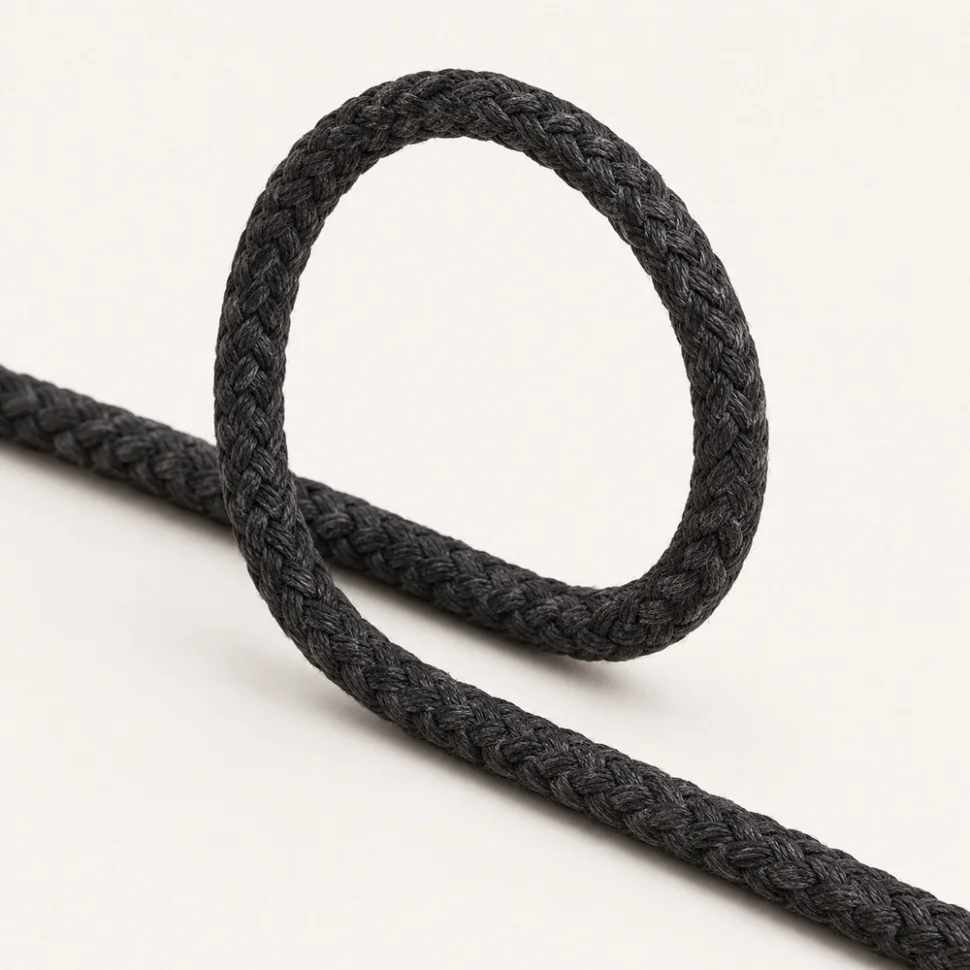 Cordon Sweat Tressé 6 mm uni Gris anthracite