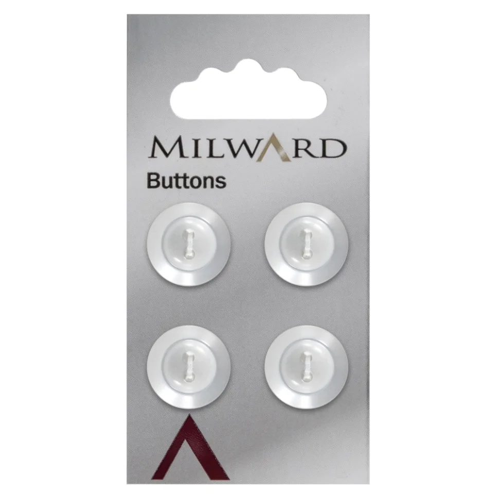 Bouton à coudre Milward Rond 2 Trous Blanc Perlé 16 mm x4