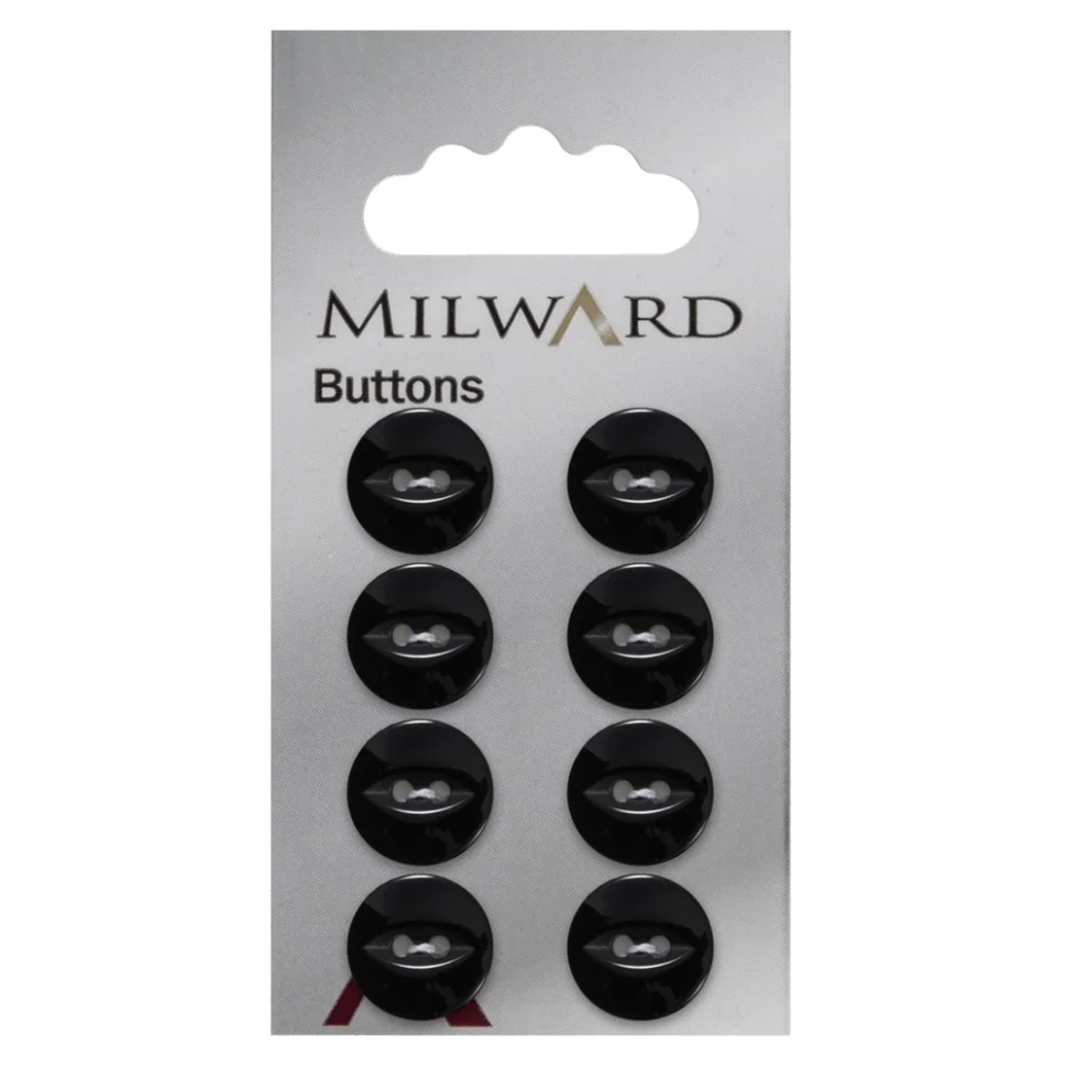 Bouton à coudre Milward Luis Noir 13 mm x8