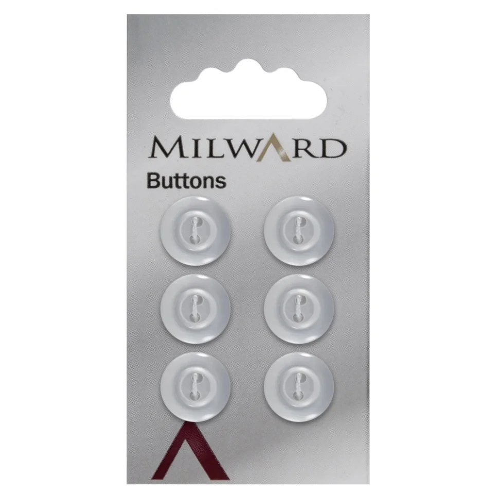 Bouton à coudre Milward Rond 2 Trous Blanc Opalin 13 mm x6