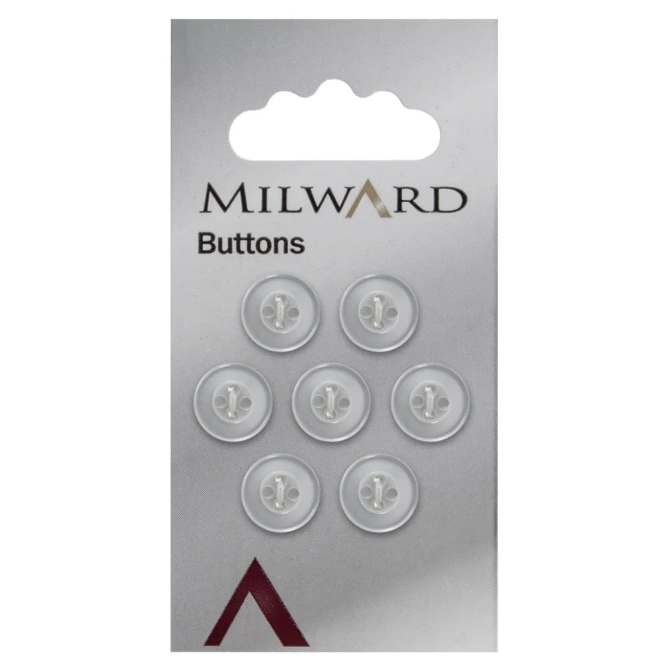 Bouton à coudre Milward Rond 4 Trous Blanc Satiné 11 mm x7