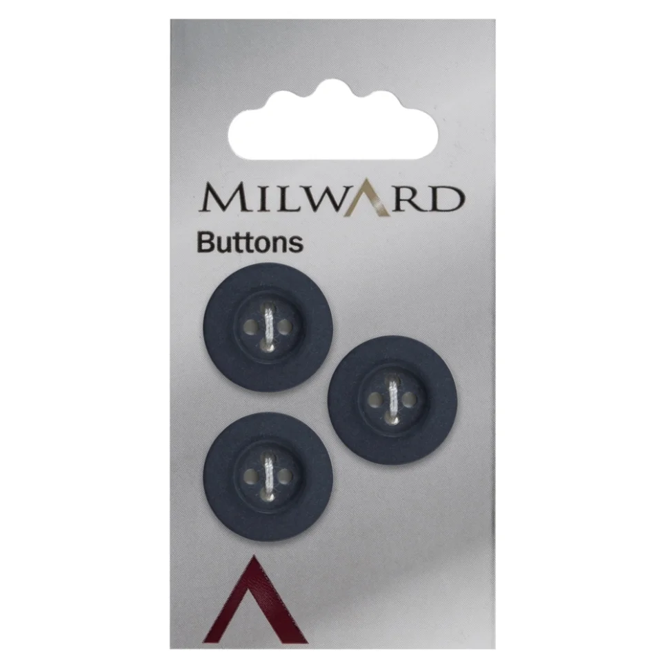 Bouton à coudre Milward Rond 4 Trous Bleu Marine Mat 17 mm x3